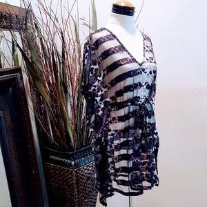 Sheer animal print stripe beach coverup 💕